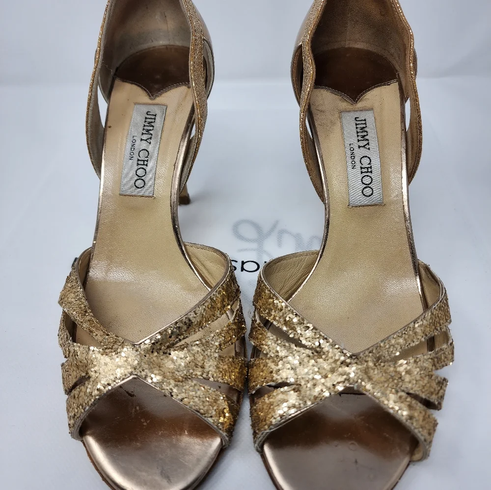 Jimmy Choo Gold Leather Pumps 39.5